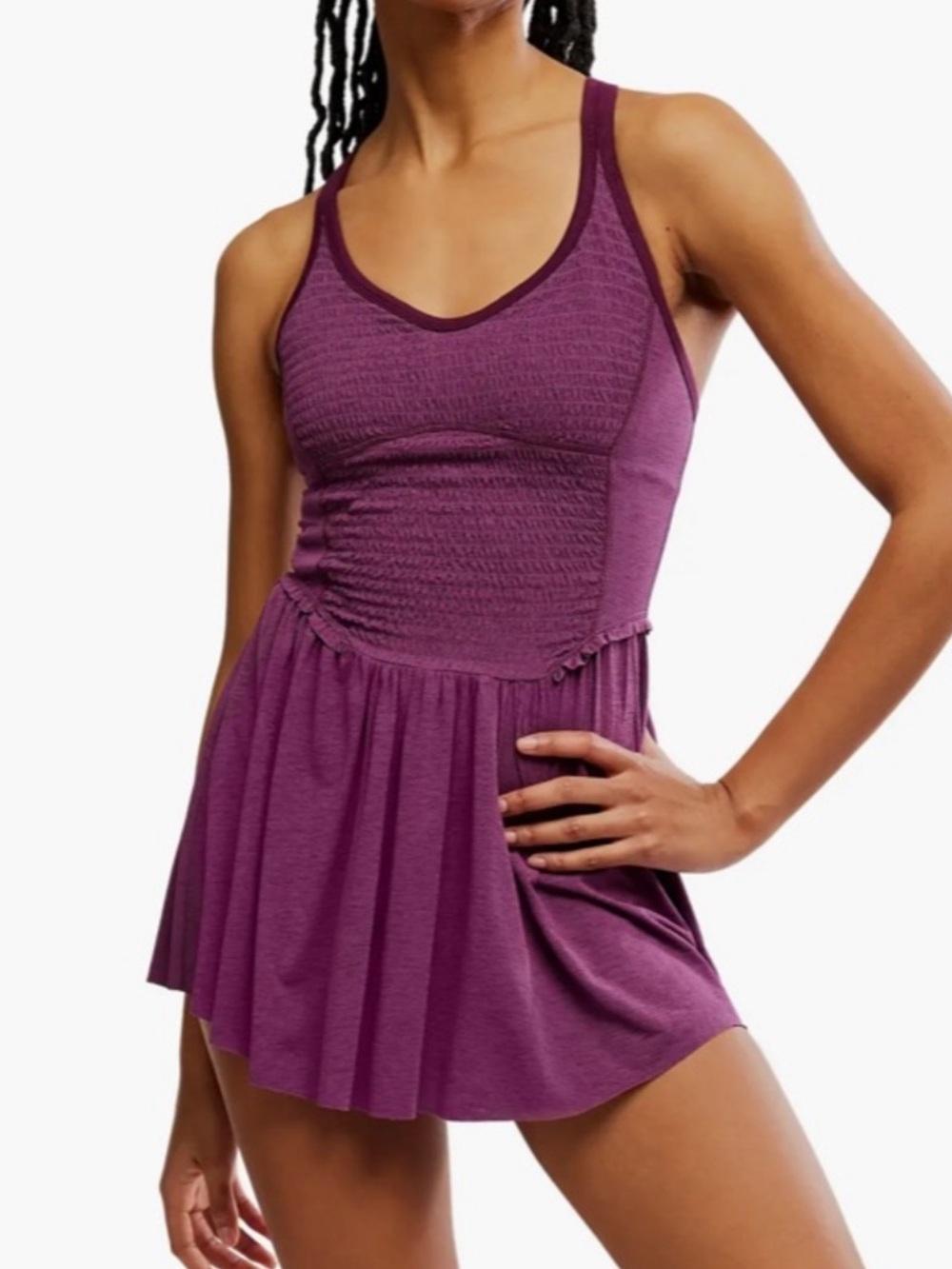 Free People Movement Plum Ruched sporty dress